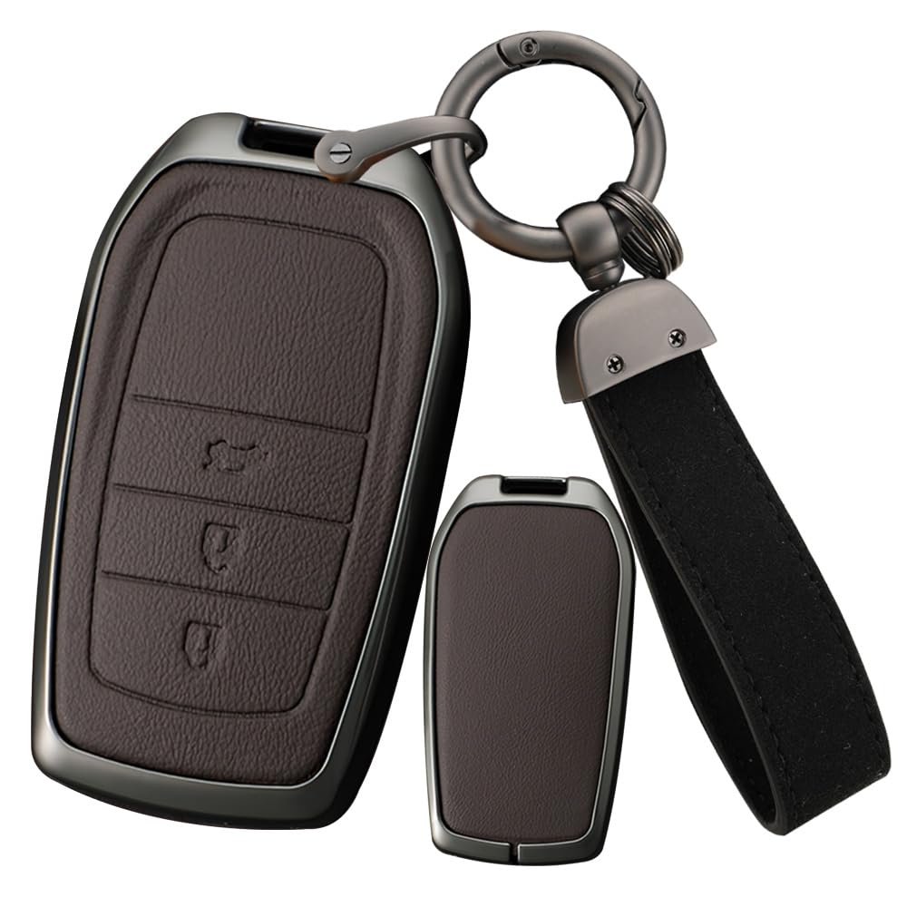 

Smart Key Case Key Holder Alloy PU Leather Key Cover Compatible with Prius 60 Harrier 80 Mark Prado Accessory Type B Brown Toyota-specific + Series,