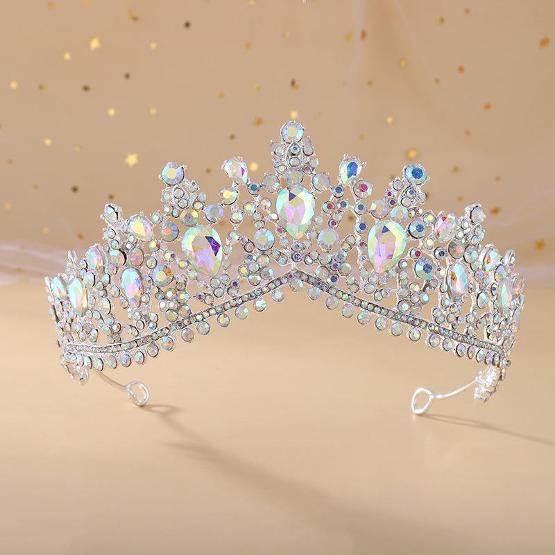 Vintage Baroque Dark Blue Crystal Crown Bridal Hair Accessories Elegant Queen Tiaras Diadem Girls Wedding Dress Headbands