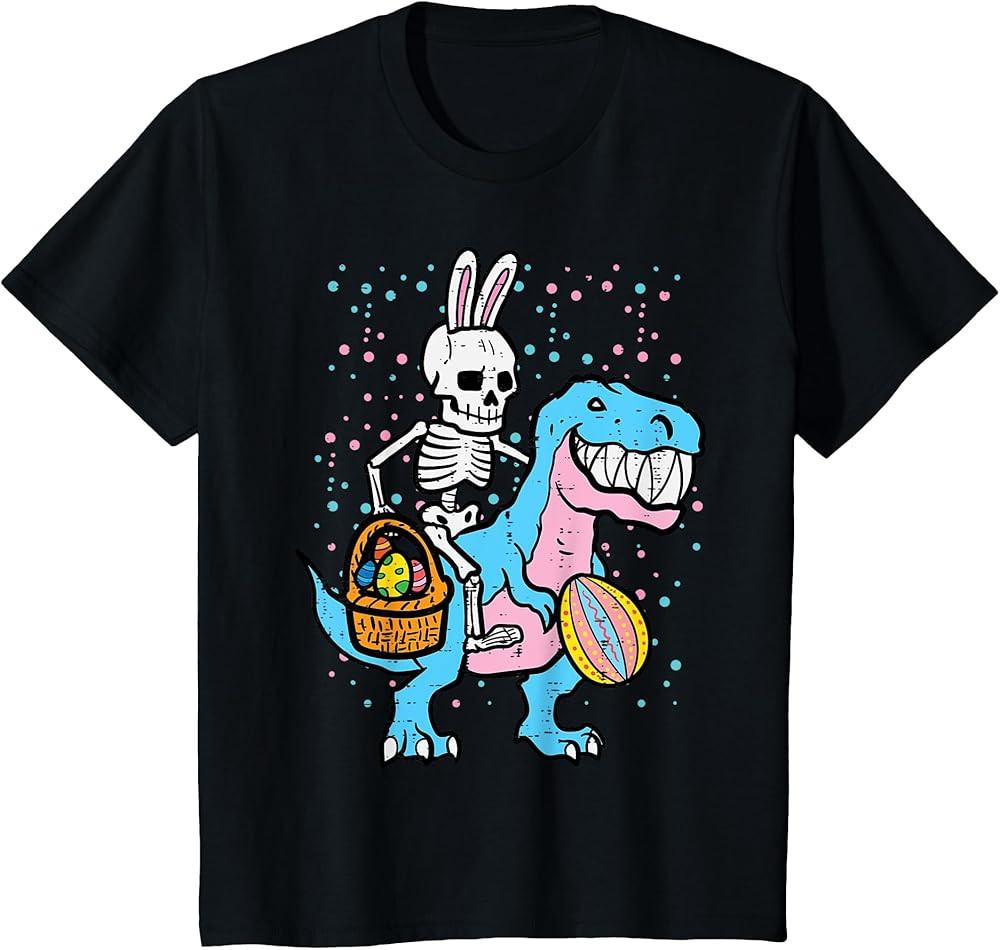 Easter Skeleton On Dino Trex Egg Hunting T-Shirt X15