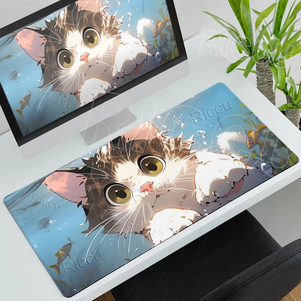 Anime XXL Mouse Pad Gaming Accessories Cartoon The Cat in the Water Keyboard Carpet Gamer Desk Mat Cute Computer Offices PC Rugs