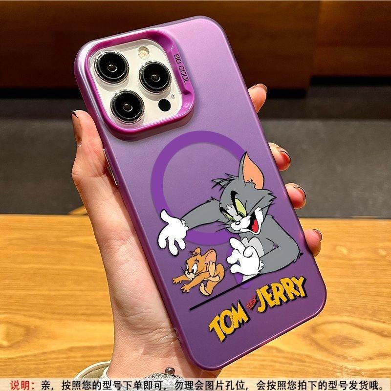 Applicable to Apple 17promax mobile phone case magnetic suction cat and mouse cartoon iPhone16 laser 15 matte hard case