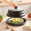 Portable Transparent Microwave Heating Cover with Base Foldable Food Lid for Storage and Reheating