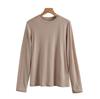 2025 Autumn Slimming Round Neck Silk Wool T-Shirt - Warm, Skin-Friendly, Solid Color