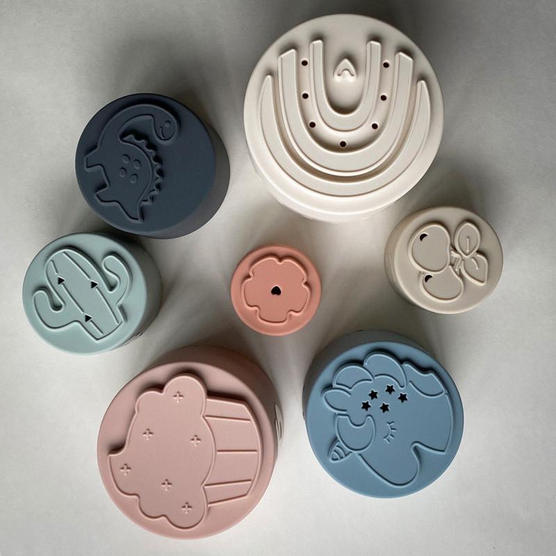 

Silicone Baby Stacking Cups With Visual Stimulation For Parentchild Interactive Play Light Color