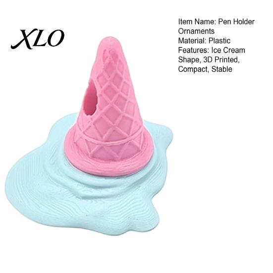 Desktop Pen Storage Container 3D Printed Melting Ice Cream Holder, Novelty Cone Desk Artistic Writing Tool Stand Stand, Funny Organizer, Decorative