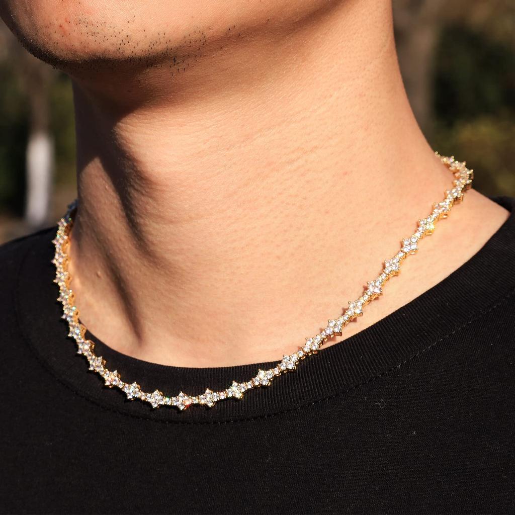 Iced Out 5A Zirkonia Klassische Tennis Choker Kette 6,5mm Wabenmuster Hip Hop Silber Gold Plated Halskette für Männer Frauen Geschenk