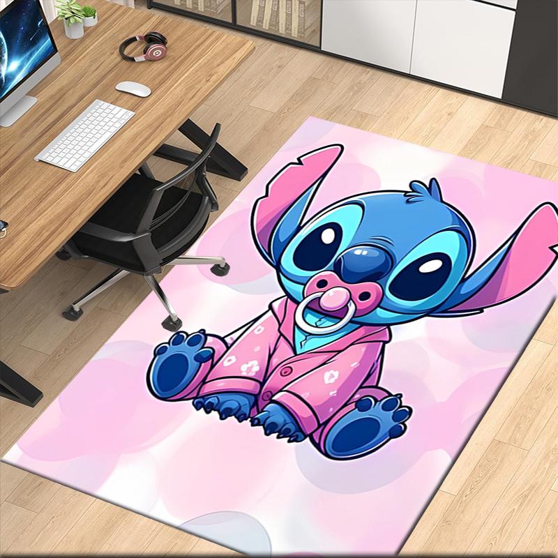 Stitch Printed Carpet, for Office Chair Living Room Bedroom Kitchen Room Decor Gifts.
