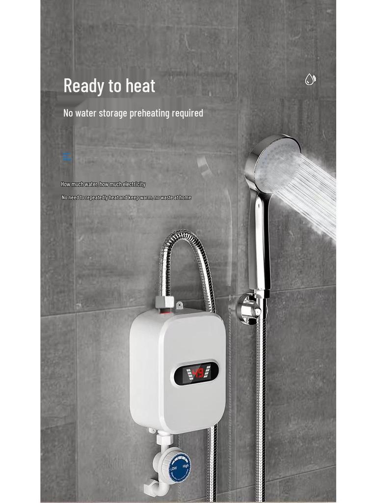 Instant Electric Tankless Water Heater for Home Shower - Fast Heating & Constant Temperature