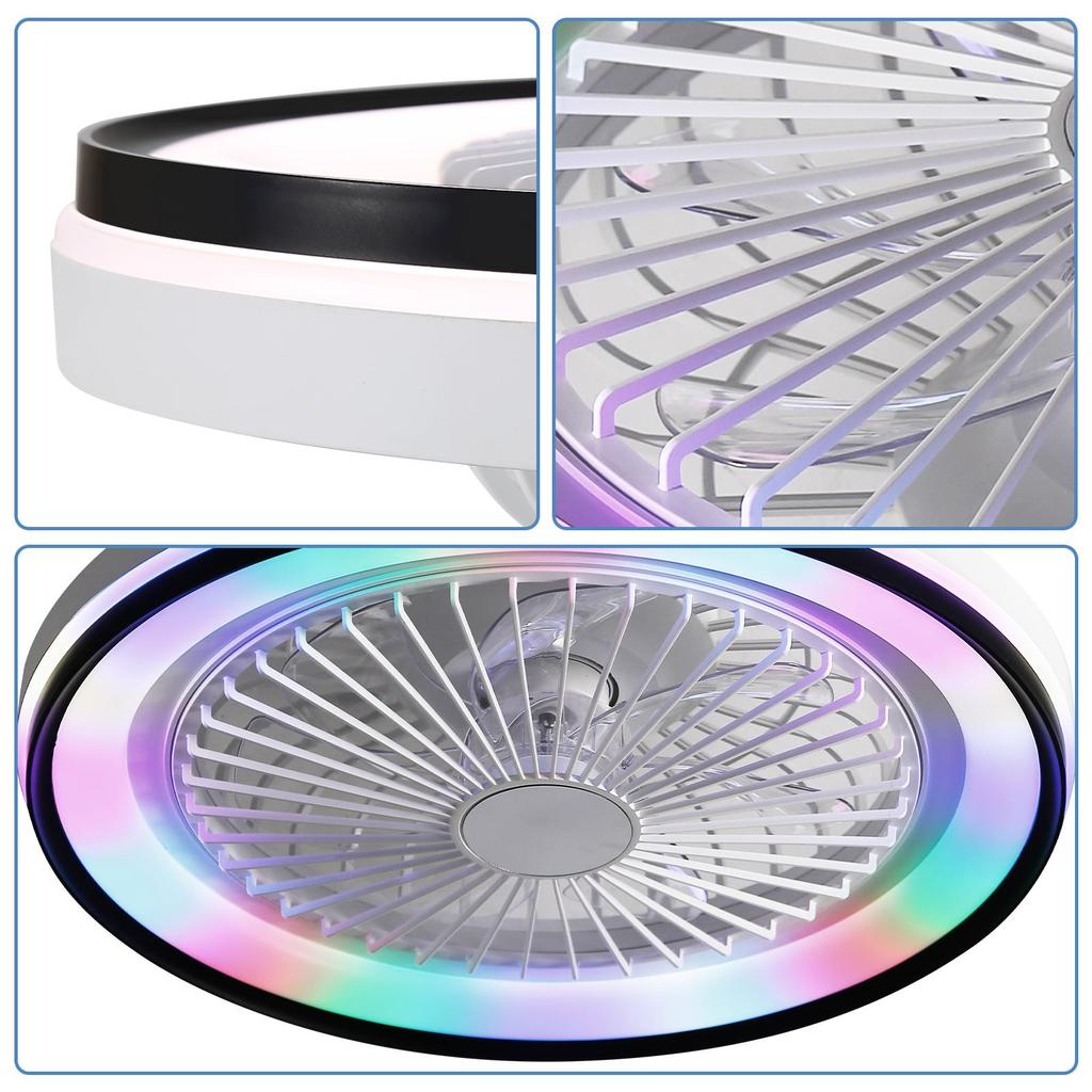 Sofucor 48.2cm Flat Ceiling Fan with 6-stage Remote Control, Super Quiet DC Motor, RGB & 3-color Light, Dimmable – Ideal for the Bedroom