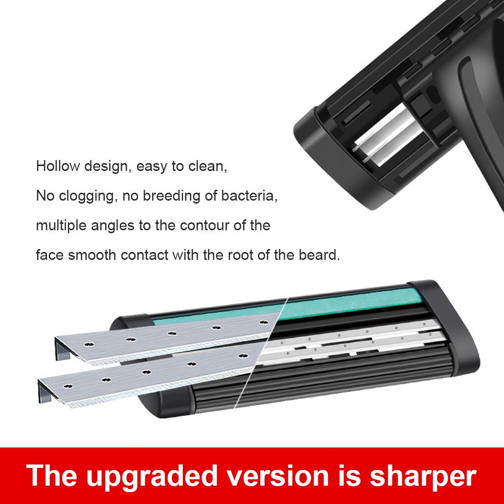 Shaving Razors for Men Manual Shaver Replaceable 2-layer Beard Remover Spring Summer Hollow Design Handle Trimmer