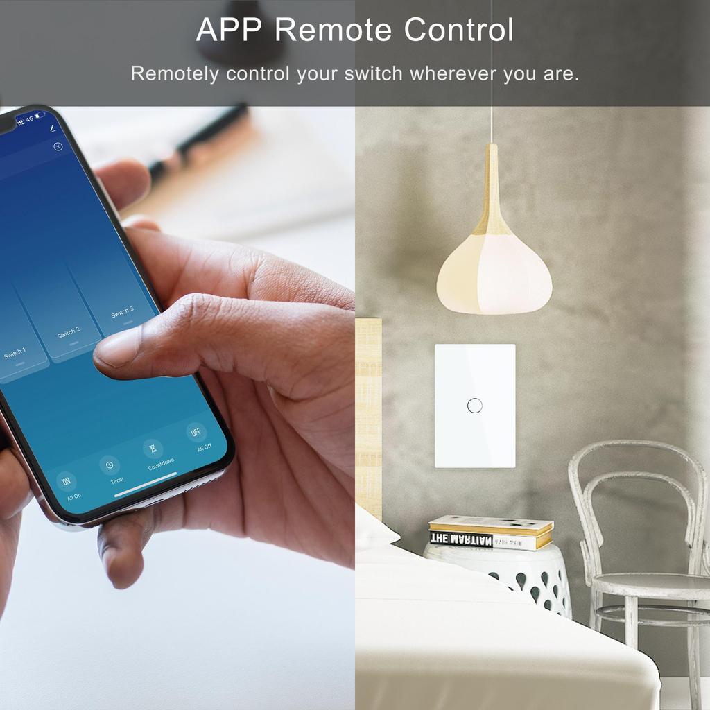 Interruptor Inteligente WiFi Tuya 1-4 Vías 10A, 100-250V, Fuego Único