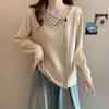 2025 Autumn Plus Size Women's V-Neck Knitted Long Sleeve Sweater