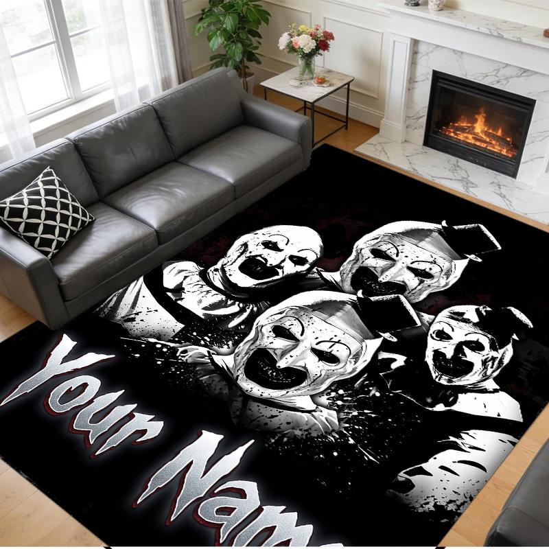 Crystal Velvet Rug Custom Name Text, Soft Non Slip Floor Mat Home DecorTerrifier Art the Clown