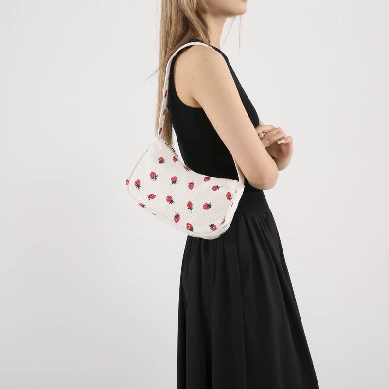 2024 Autumn Strawberry Print College Style Minimalist Tote Bag