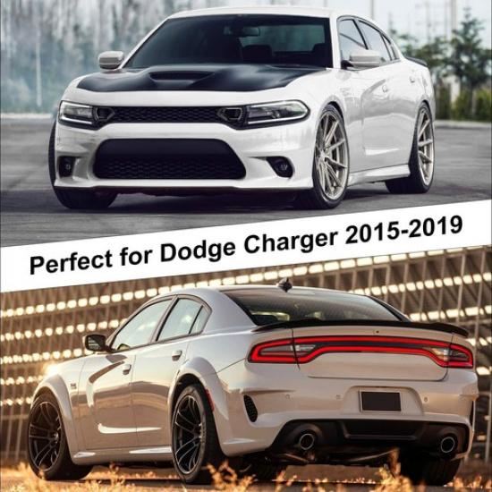 Front Bumper Center Grill Grille Trim Ring For Dodge Charger 2015+ Carbon Fiber