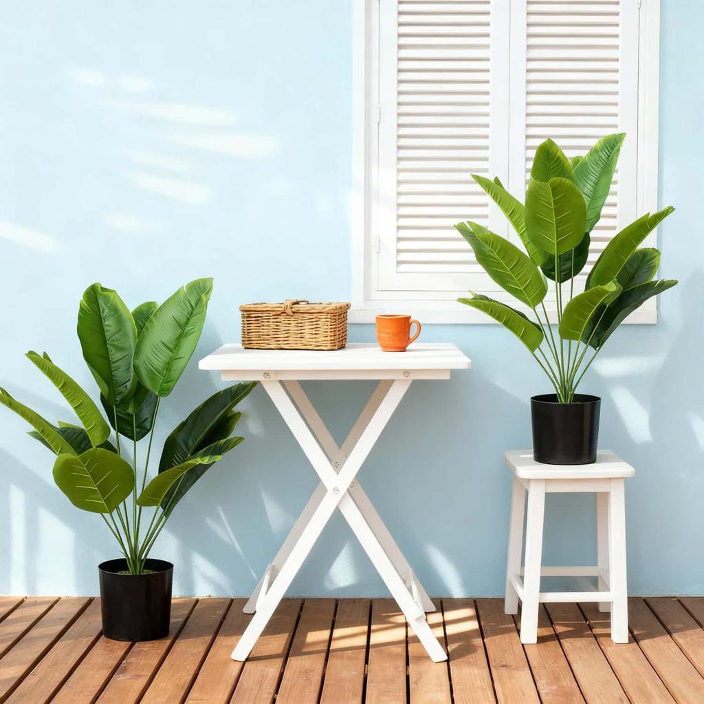 2pcs Large Realistic Artificial Bird of Paradise Plants UV Resistant No Fade Fake Banana Leaf Palm Tree for All Season Decor