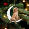 Christmas Decoration Pet Puppy Acrylic Pendant Garland Car Rearview Mirror Dog Hanging Ornaments New Year Tree Home Festoon