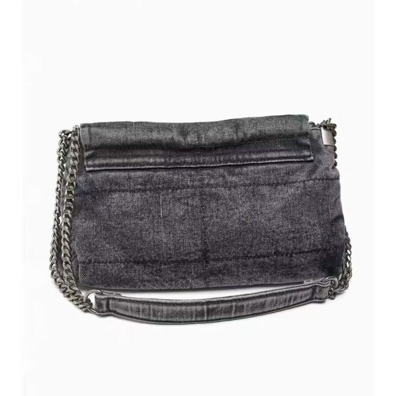 Vintage Shoulder Bag for Women Diamond Blue Denim Messenger Bags Large Capacity Work Study Street Bag