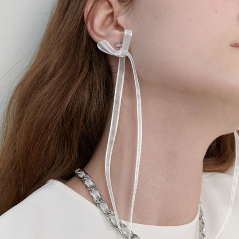LOVE ME MONSTER Sheer Ribbon Earrings (L241MER040)