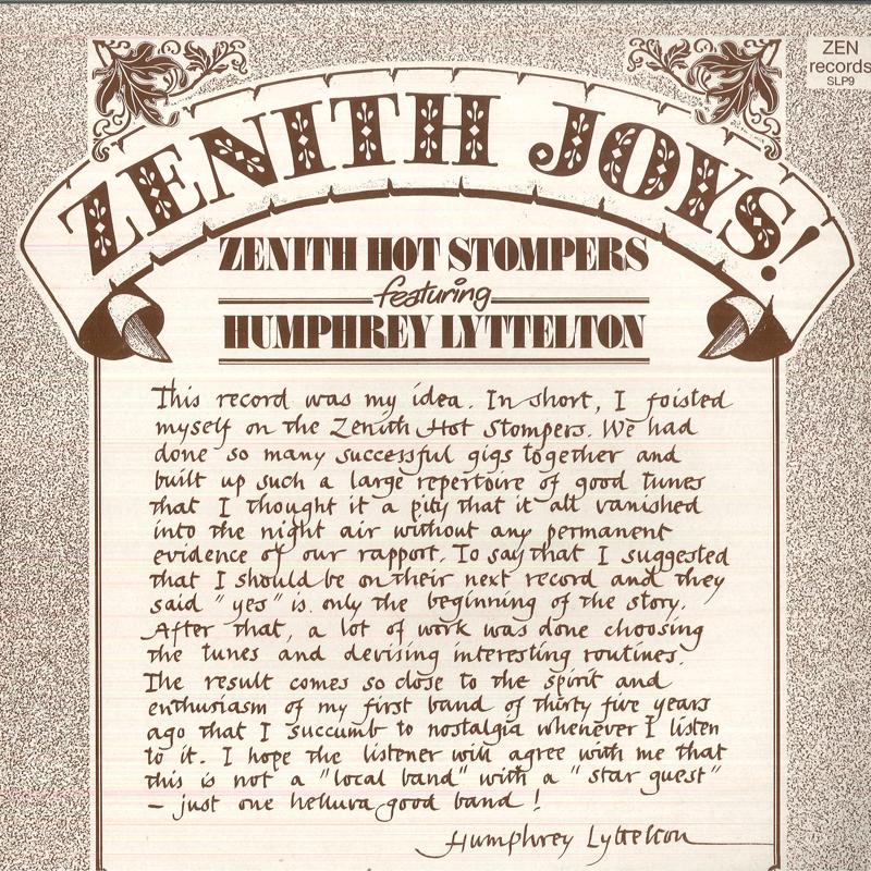 

LP Record ZENITH HOT STOMPERS HUMPHREY LYTTE Zenith Joys SLP9 ZEN 1983 UK Jazz Used