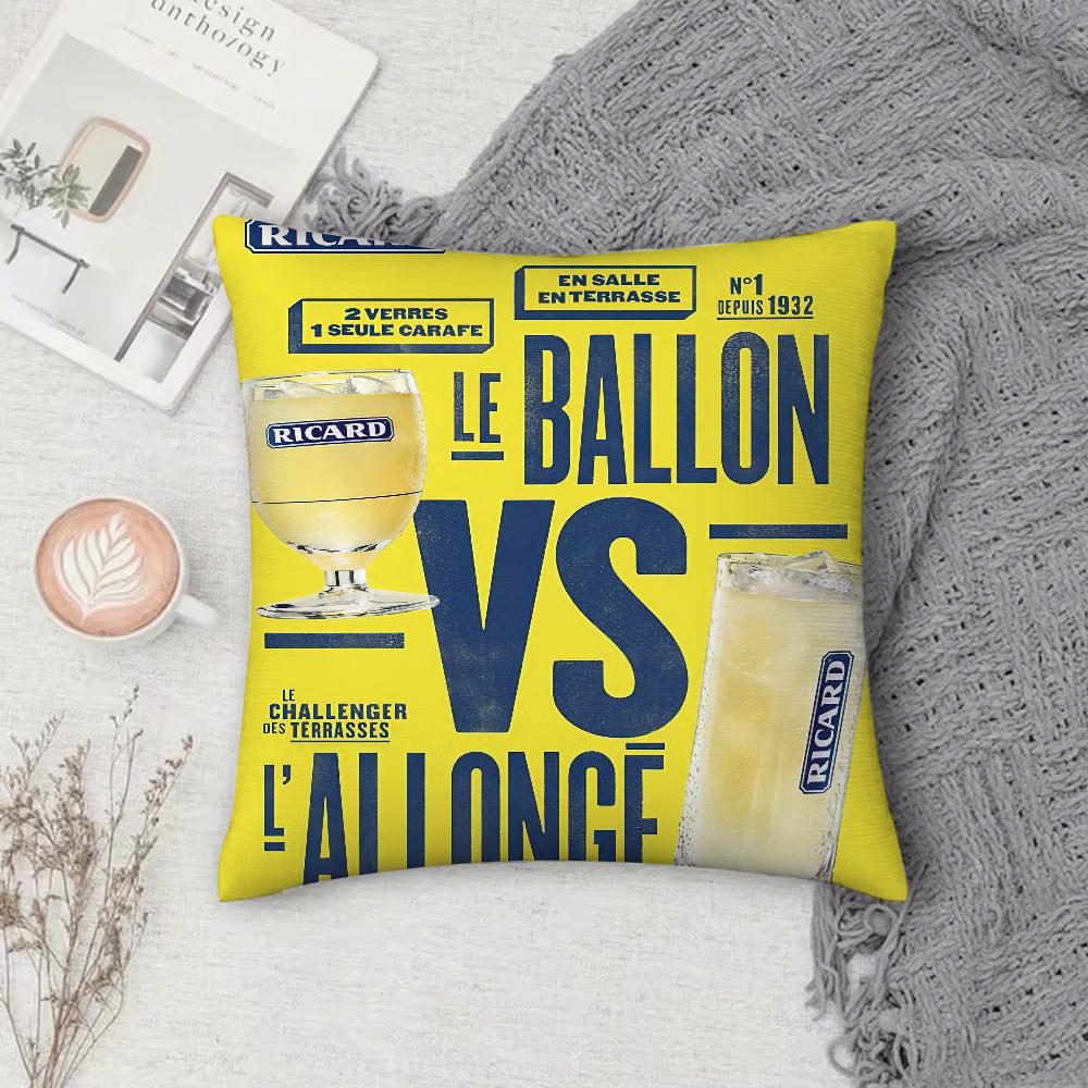 

Ricard Beer Pillow Case Square Double-Sided Printing Short Plush Sofa Cushion Cover Bedroom Bedside Pillow 12x12Inch