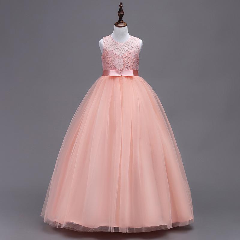 Children's Formal Lace Princess Dress with Long Puffy Skirt for Weddings