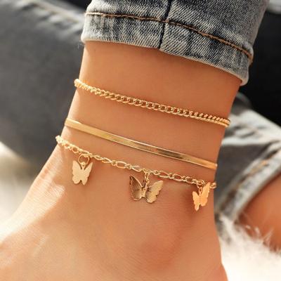 Personalized Hollow Handmade Set Foot Decoration, Design Sense Chain Letter Butterfly Anklet
