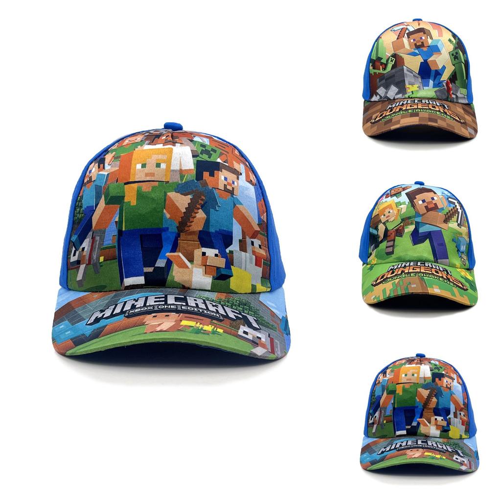 Minecraft Kids Pattern Sun Protection Cap With Round Top For Summer Casual
