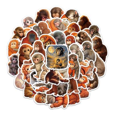 60 ks Punch Monkey Kreslený Vinylový Samolepkový Set Zábavné Inspirativní Voděodolné Samolepky na Notebooky Láhve na Vodu Zavazadla Zábavné Samolepky s Výrazy