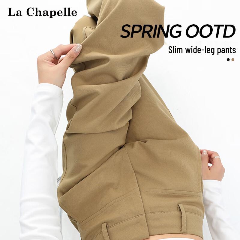 La Chapelle Women s High-Waist Draped Wide-Leg Suit Pants S