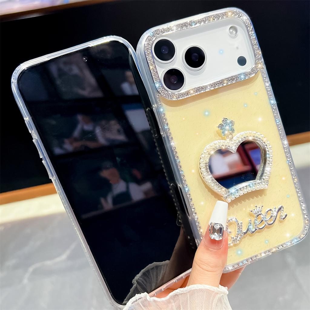 Handmade Sparkly Diamond Crown Mirror IMD Phone Case, Compatible with iPhone 13,iPhone 14,iPhone 15,iPhone 16,iPhone 17 Series