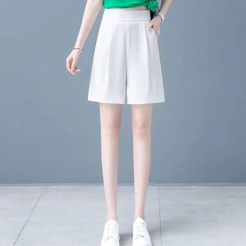 Dragon Fruit Ice Silk Shorts Women Summer Loose Thin New Fashionable Wide Legs Casual Harun Five-Cubic Pants