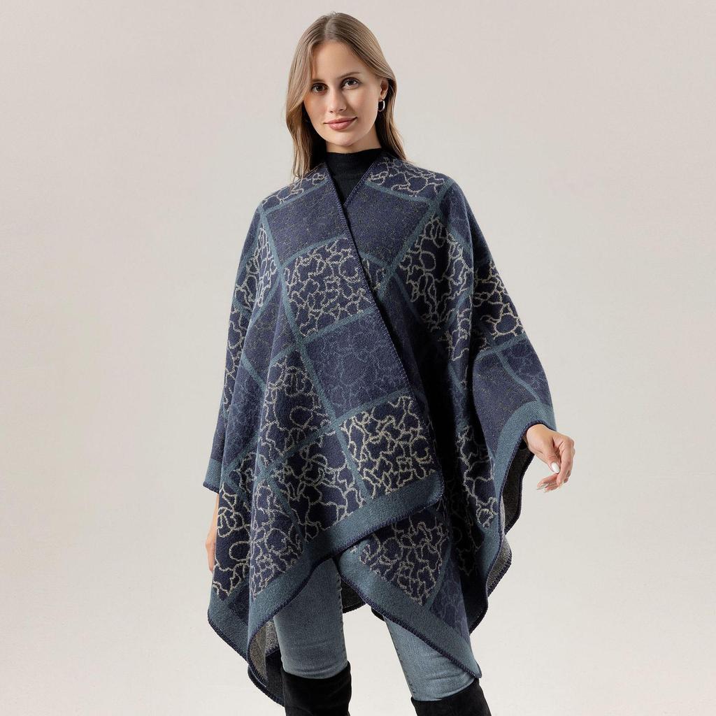 New Yunnan Ethnic Style Double-Sided Shawl: Versatile Warm Cloak Scarf for Women