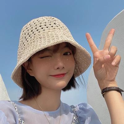 Summer Hollow Bucket Hat Women's Breathable Hat Thin Anti-ultraviolet Sun Hat Fashion Basin Hat Bucket Sun Hat
