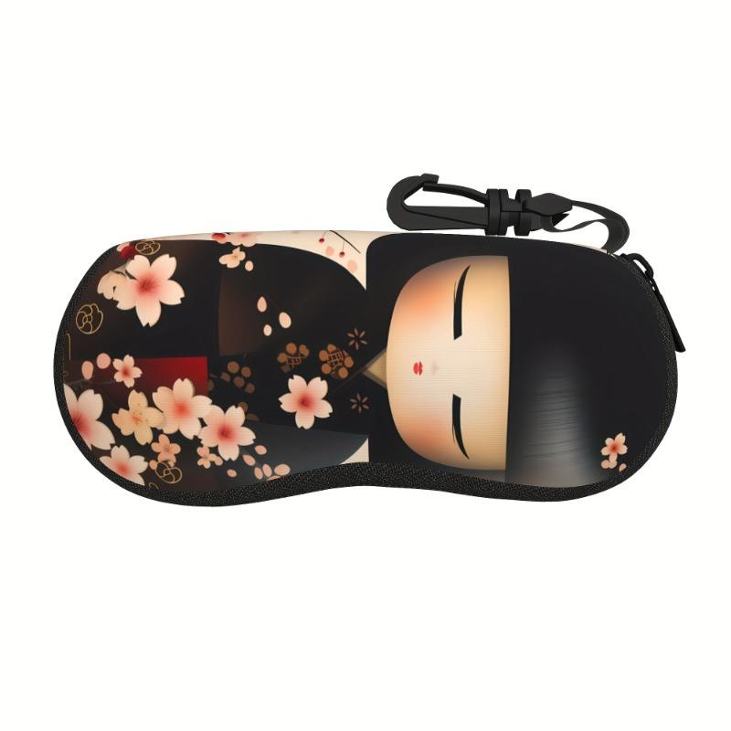 

Japanese Kimono Print Glasses Case Hard Shell Eyewear Organizer, Travel Friendly чорний