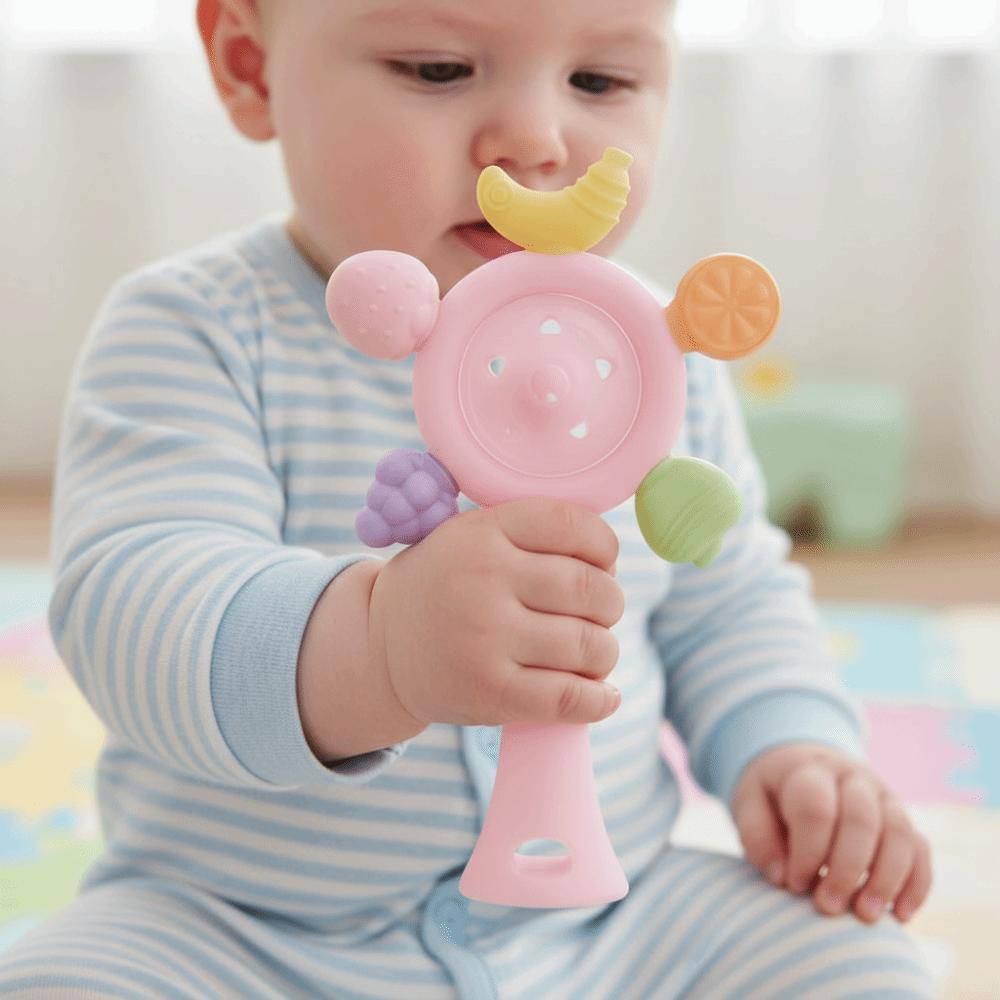 Safe Silicone Teether Candy Color Sensory Toys Cute Teething Ring Nursing
