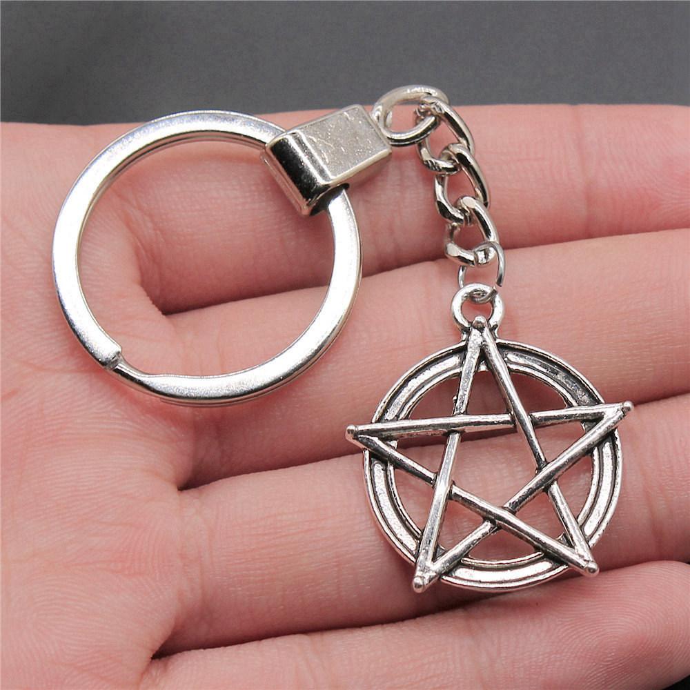 30mm Keychains Sun Moon Pentagram Vintage Jewelry Supplies QY047
