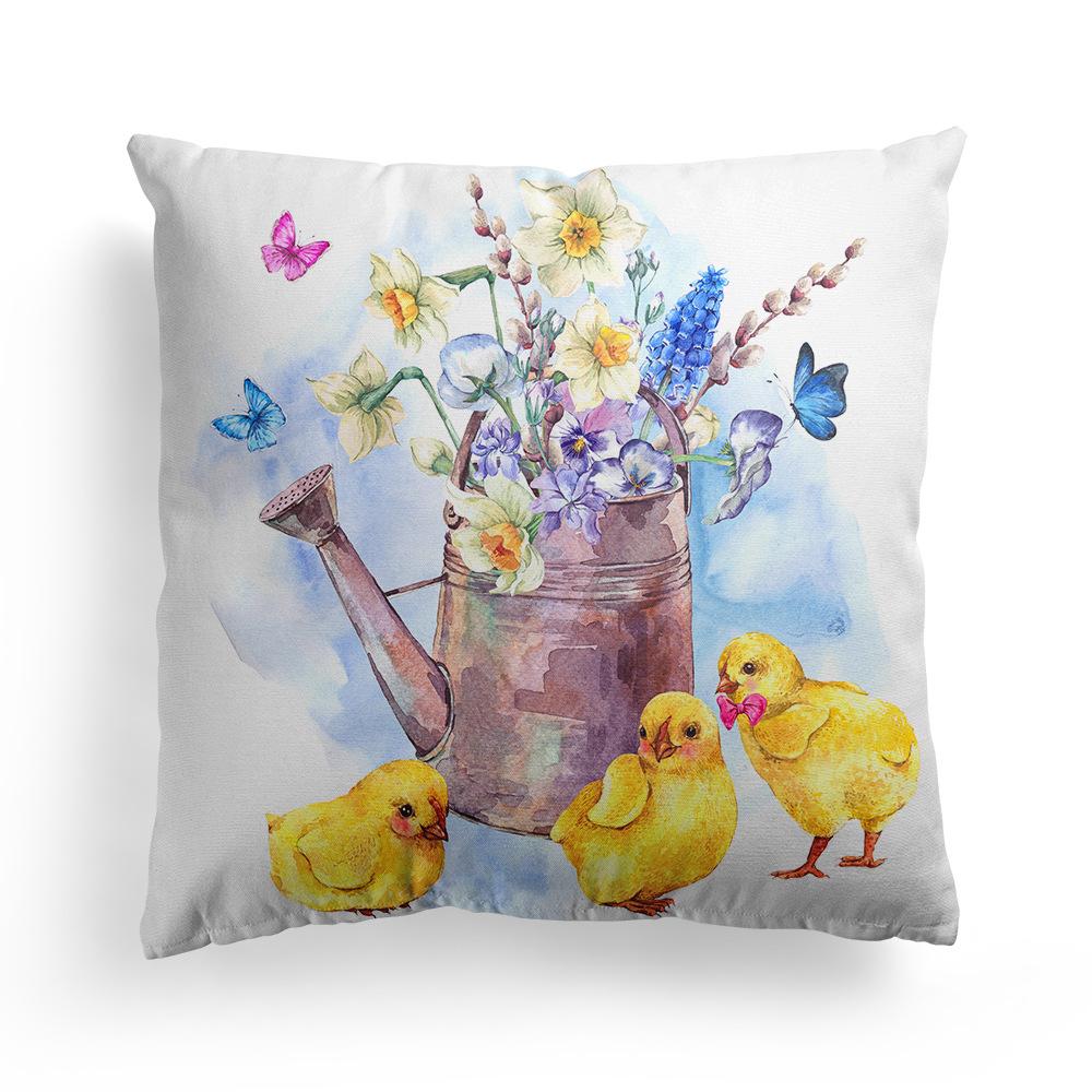 Easter Pillowcase Nordic Festival Rabbit Flowers Garland Home Peach Leather Velvet Pillow Cushion Cover