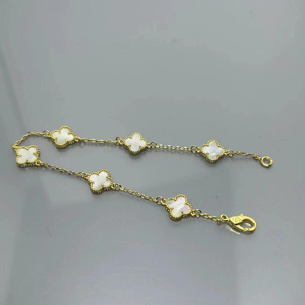 High-quality Mini Four-leaf Clover Red Agate Six-flower Bracelet Female Celebrity High-end Ladies Bracelet