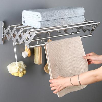 Wand-Trockenständer, rostfrei, korrosionsbeständig, erweiterbar, einziehbar, einfache Installation, Badezimmer-Wäsche