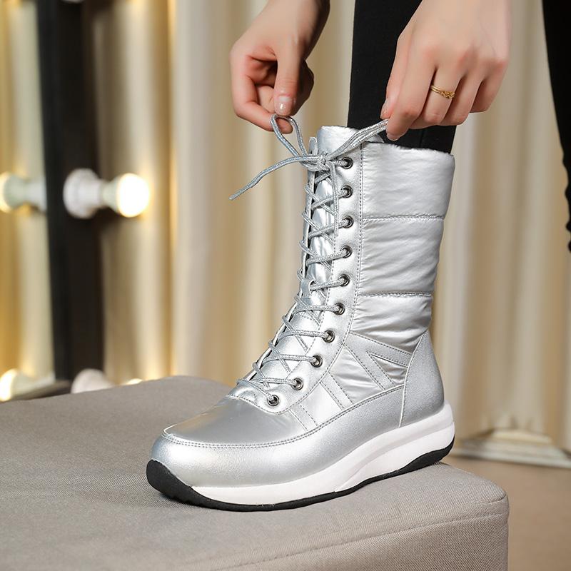 Dámské sněhule zimní teplé a pohodlné protiskluzové boty s dlouhým vlasem velká velikost ležérní bavlněné boty