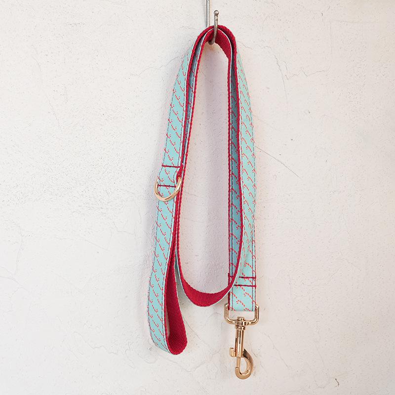 MUTTCO Candy Cane Christmas Pet Collar & Leash Set with Light Gold Buckle UDC-219J XS