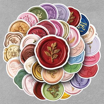 50pcs Waterproof INS Style Wax Seal Stickers for Phone Cases & Journals