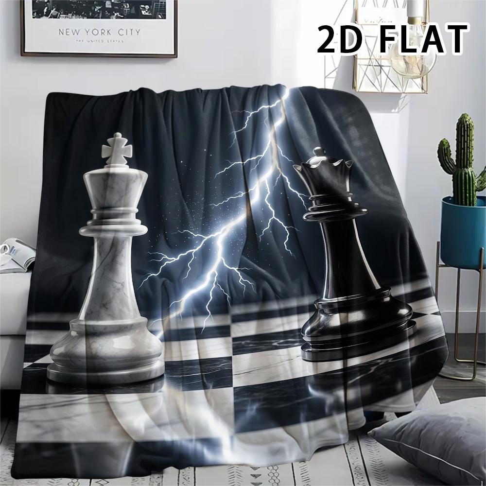 1Pc Chess Print Flannel Blanket,High quality Comfortable for All Seasons,Home Decor,Warmth and Comfort,Perfect for Christmas Gifts