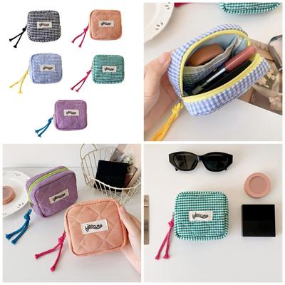 Makeup Bag for Purse Preppy Zipper Cosmetic Pouch Purse Travel Coin Pouch Sanitary Napkin Storage Bag Makeup Organizer