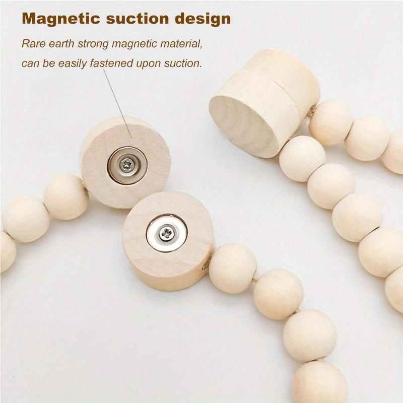 2pcs Bohemian Farmhouse Curtain Ties - Handmade Wooden Bead Curtain Ties for Bedroom and Living Room Home Decor