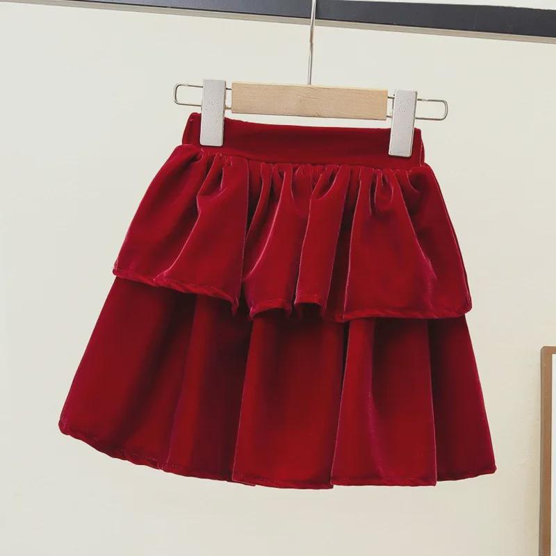 Velvet High-Waist A-Line Skirt for Women & Girls - Autumn/Winter Collection