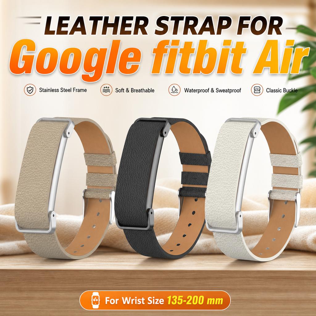 Leather Strap for Google Fitbit Air Band Fitness Tracker Sport Replacement Band Unisex Wristband for Google Fitbit Air Accessory