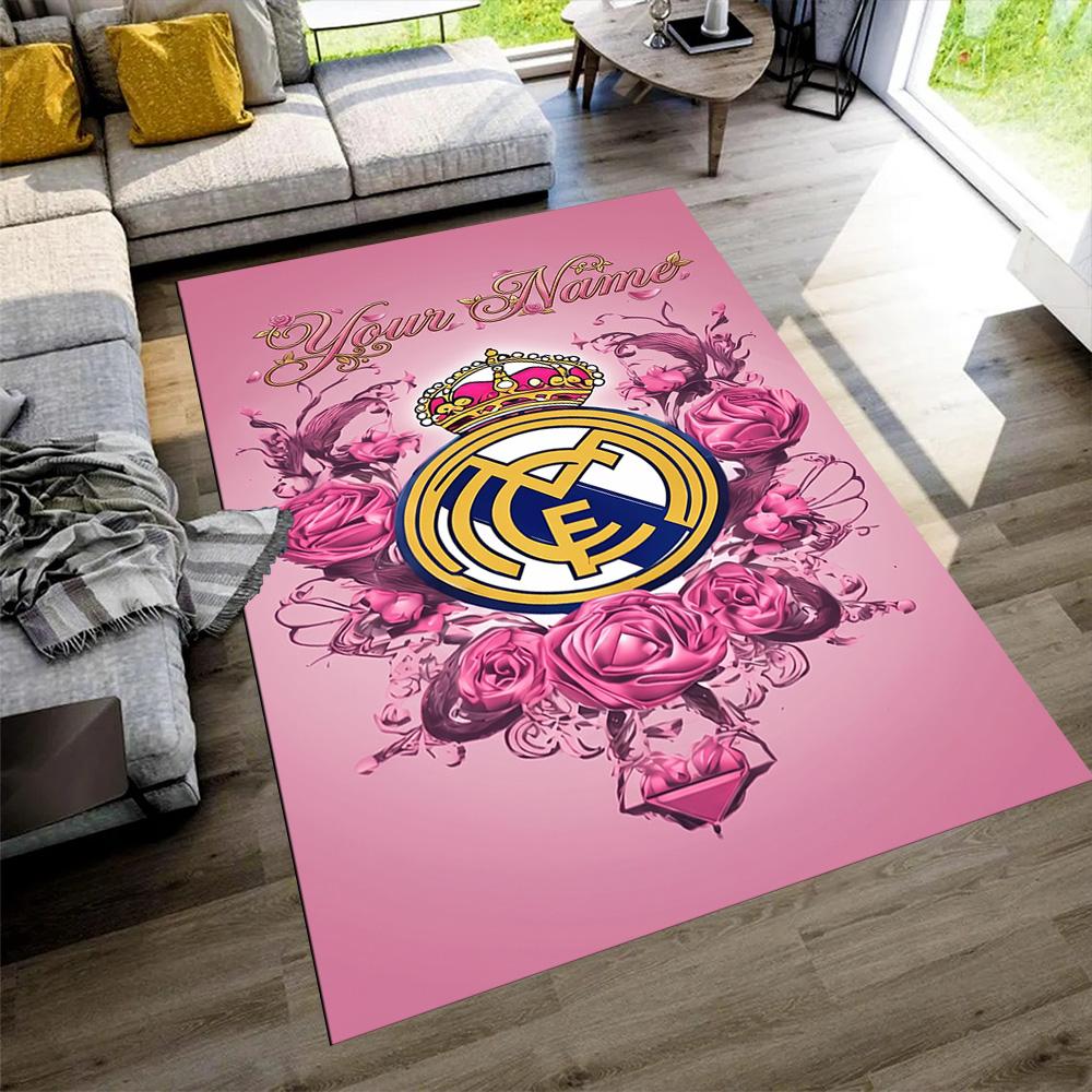 Real Madrid Club Customizable Name Carpet Suitable for Game Room Entryway Dormitory Study Room Anti-slip Rug Decorate Offices Gift for Festivals