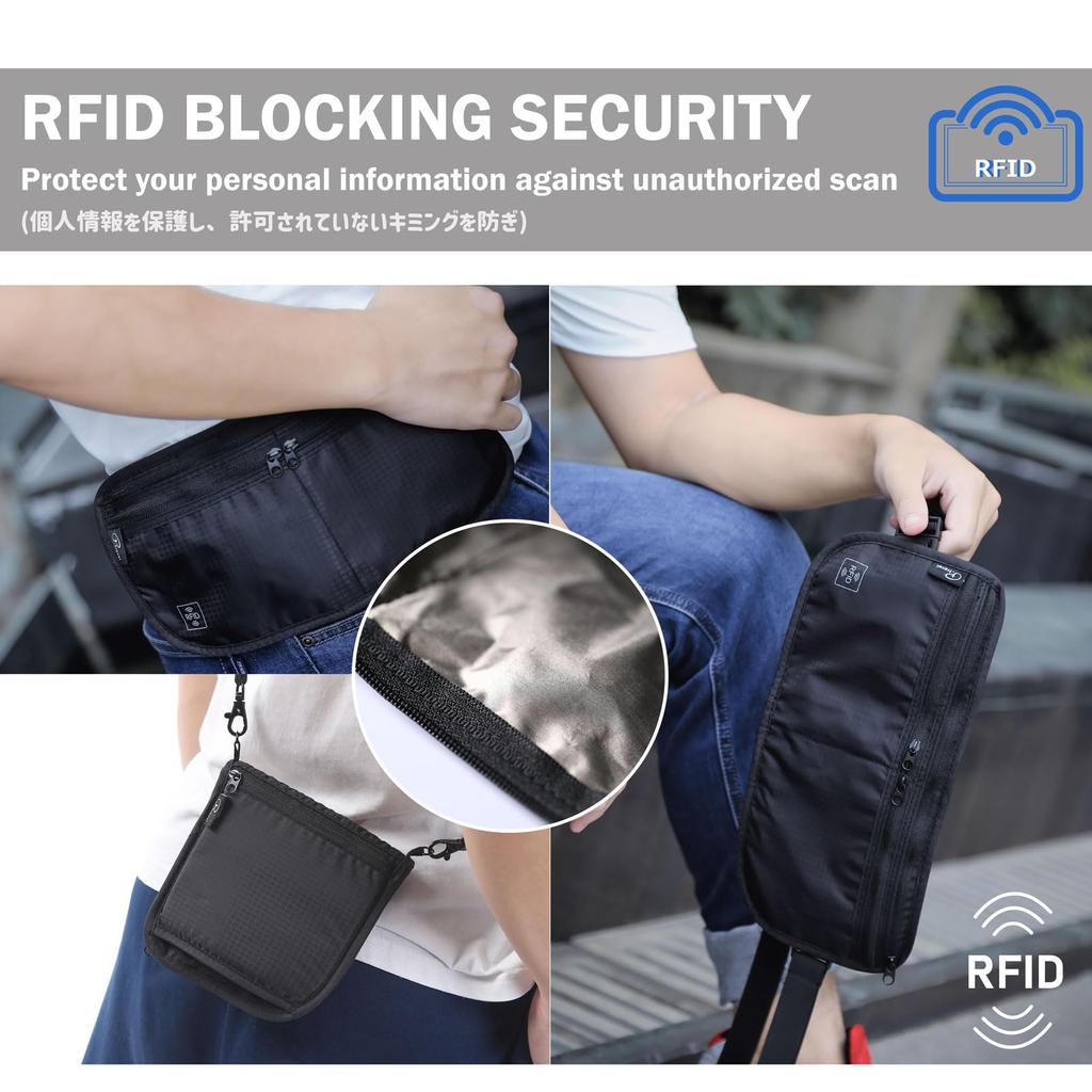 Azarxis Waist Passport Hanging Security Passport Hidden Large Perfect for Overseas Men and Women Pouch, Case, Neck, Anti-Skimming, Slim,